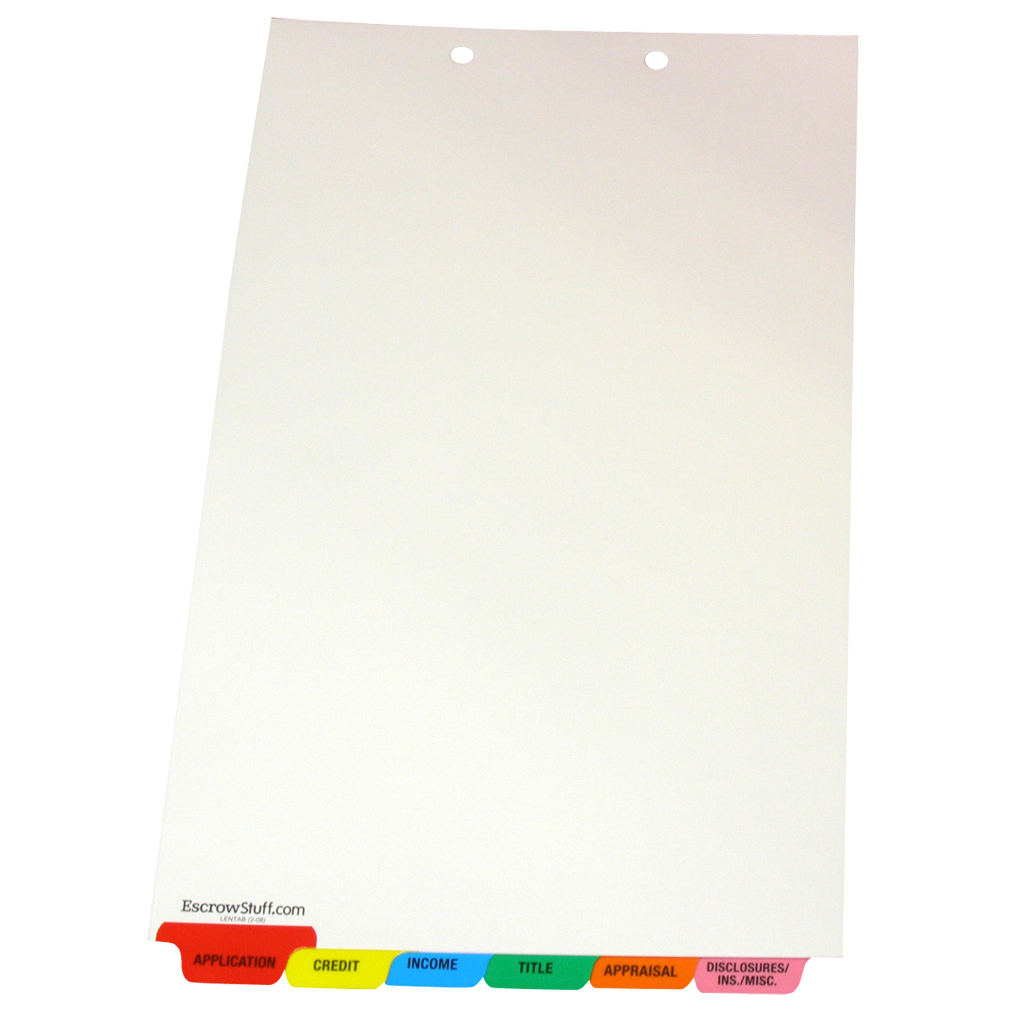 Lender Index Tabs Bottom - Mylar Last of Inventory