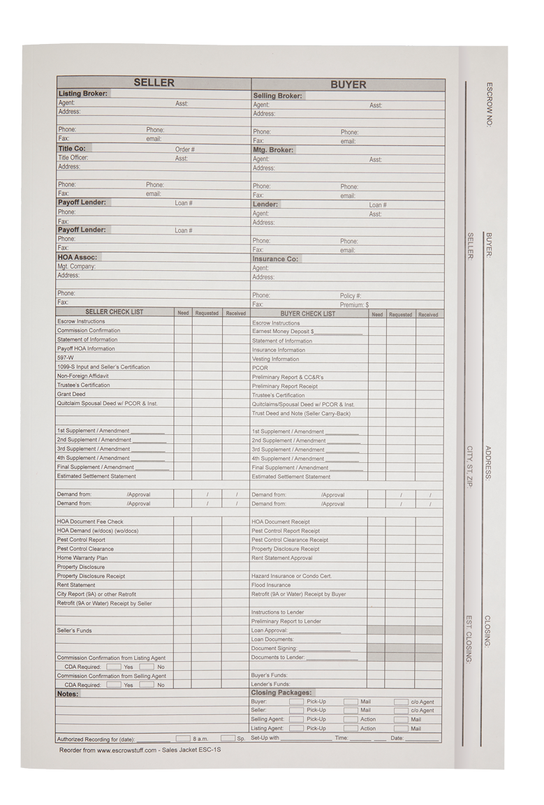 Escrow Sale Folder – EscrowStuff